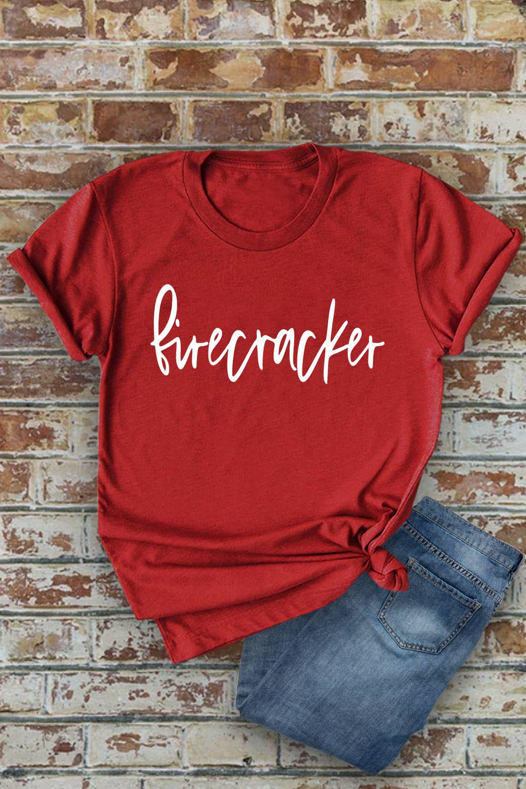 Firecracker, 4th of July, Unisex Round Neck T-Shirt: Red / S