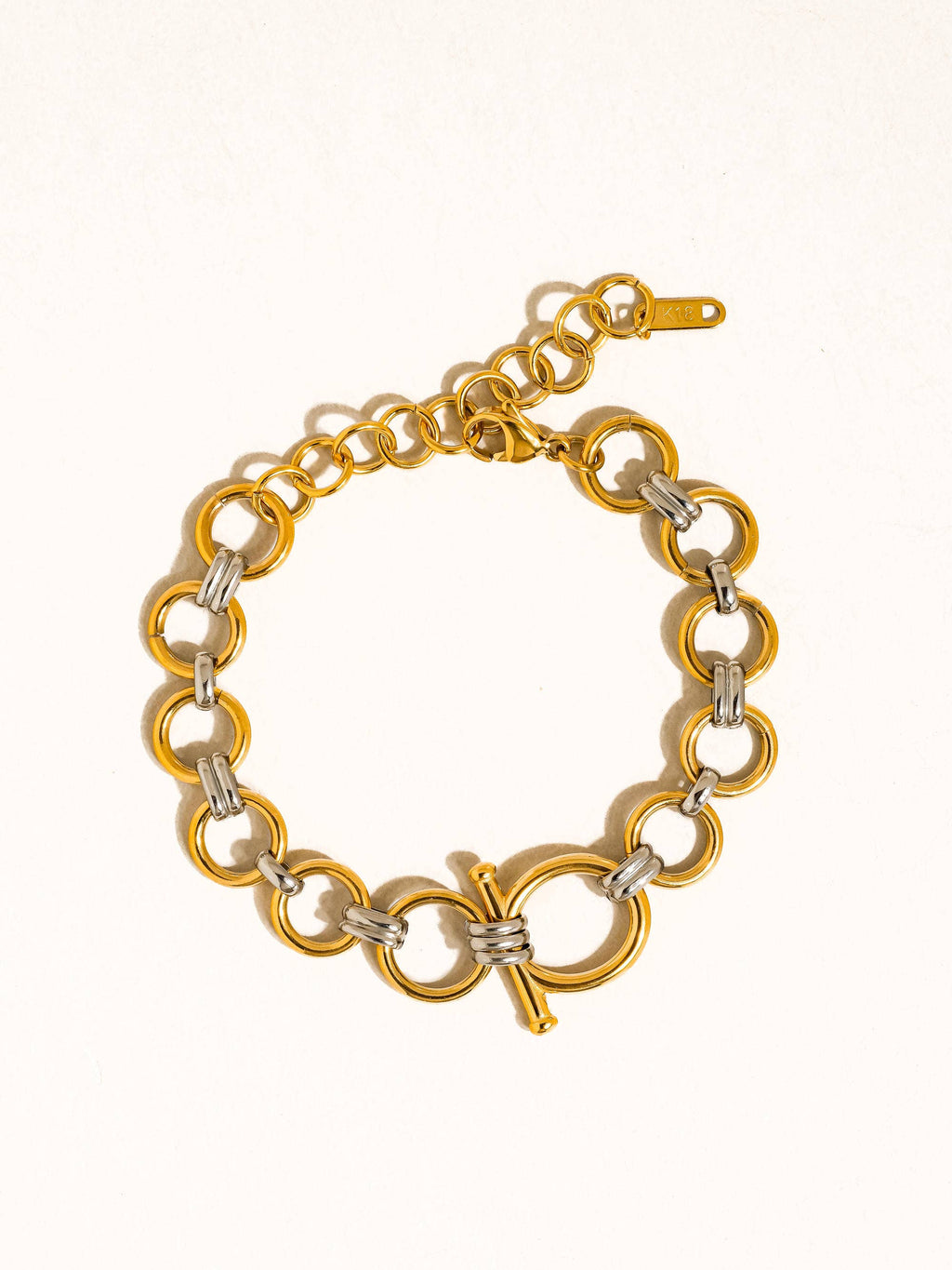 Céliane 18K Gold Non-Tarnish Two-Tone Link Bracelet: Multi-Colored