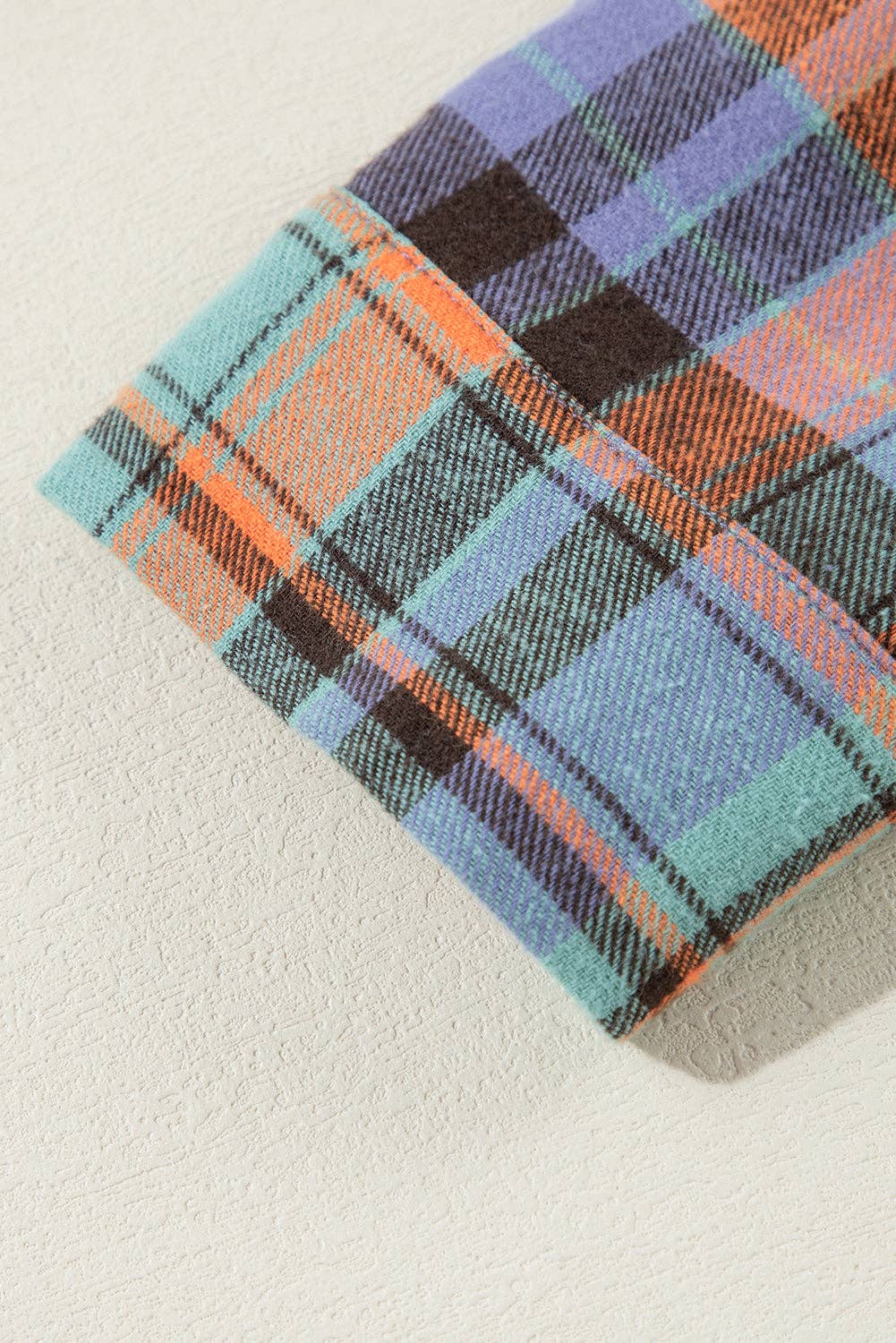 Women's Plaid Print Loose Vintage Shirt: Orange / 100%Cotton / M