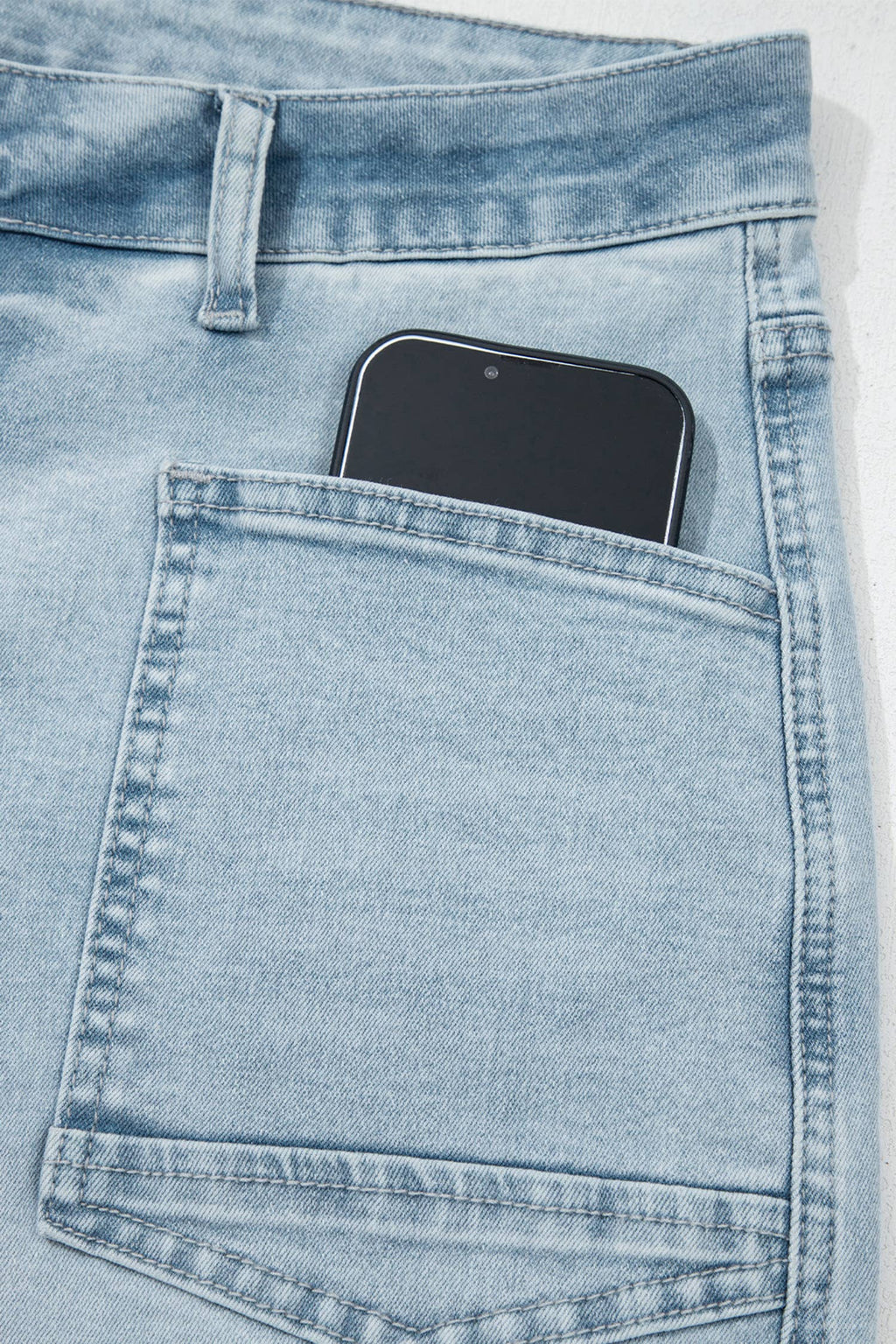 Solid Frayed Regular Cropped Light Wash Denim Jeans 4-4X: Beau Blue / 8