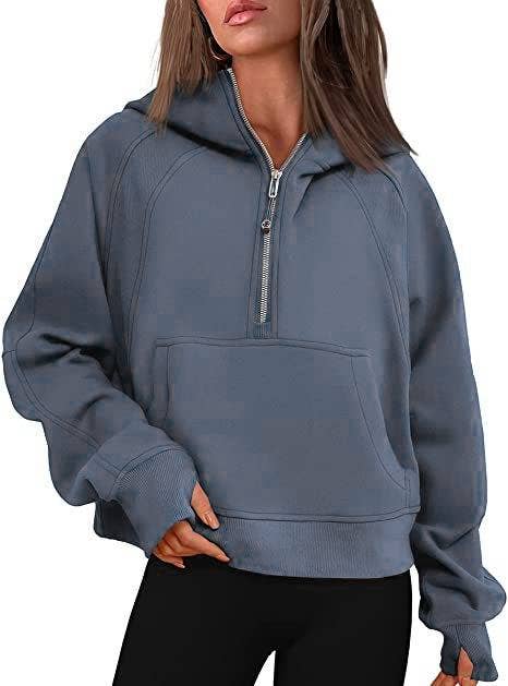 Athleisure half zip fleece hoodie funnel neck jacket: Black / L