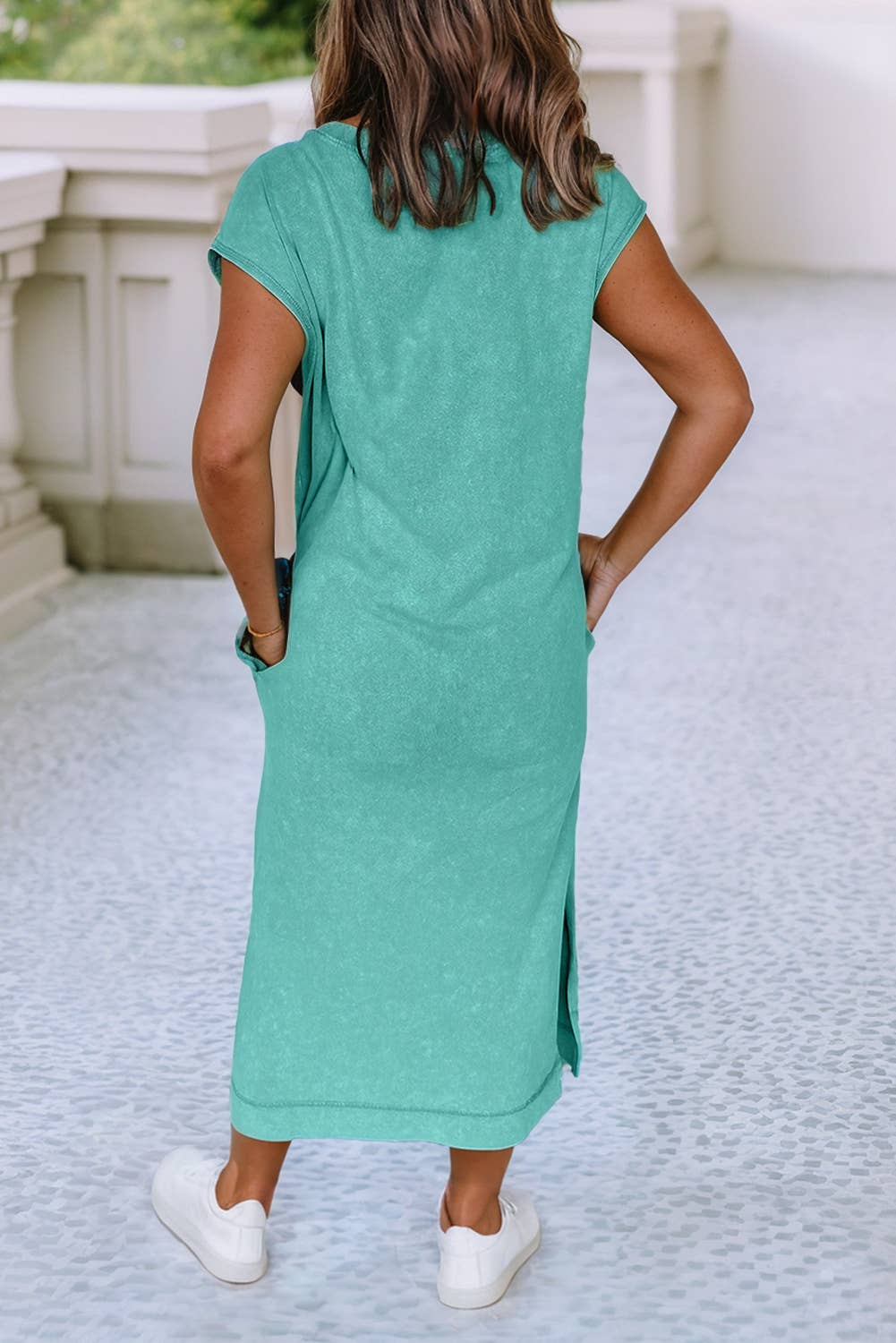 LDC Mineral Wash Pocketed T-shirt Long Dress: Carrot / XL