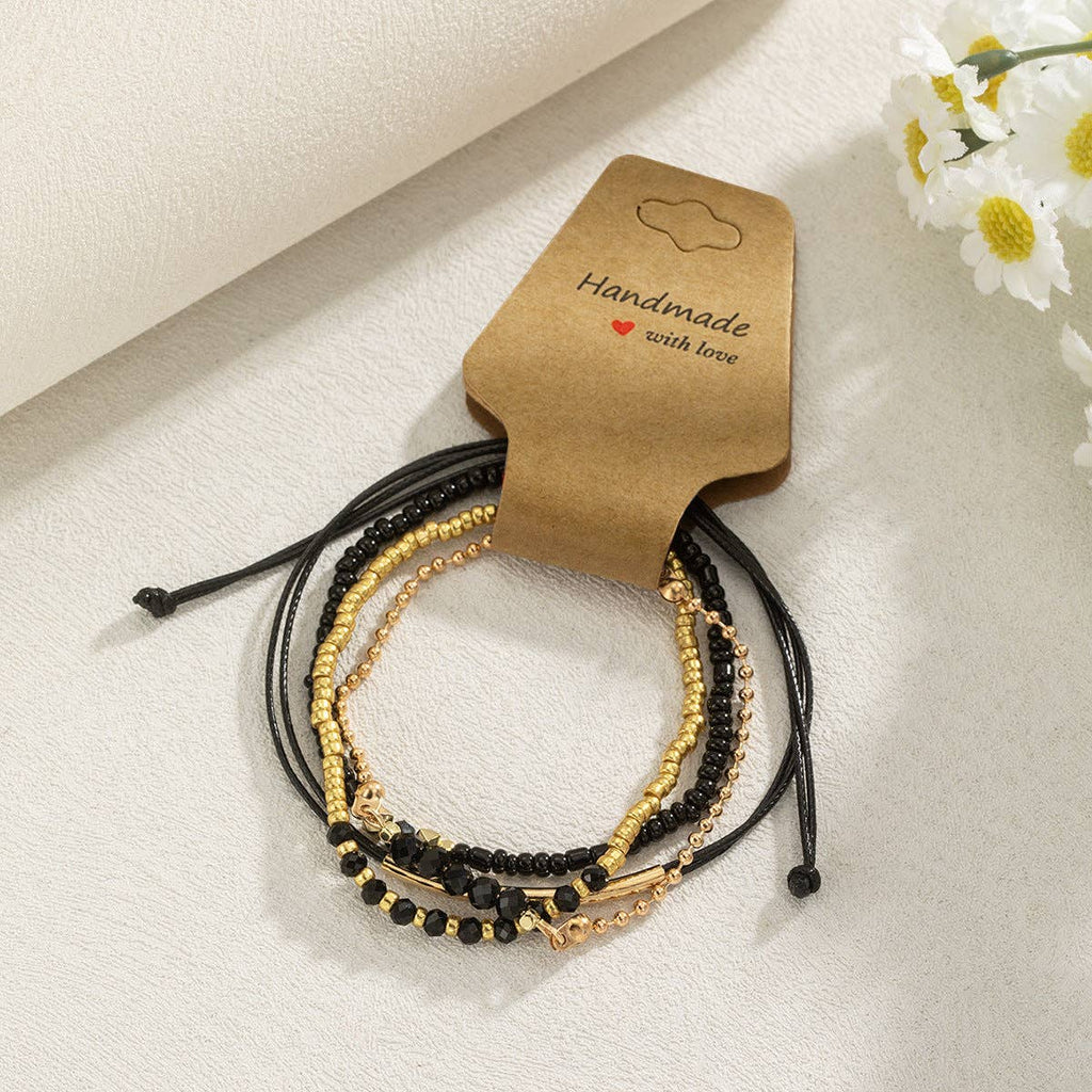 Trendy Geometric Beaded Handmade Leather Bracelets Set: XY-1331