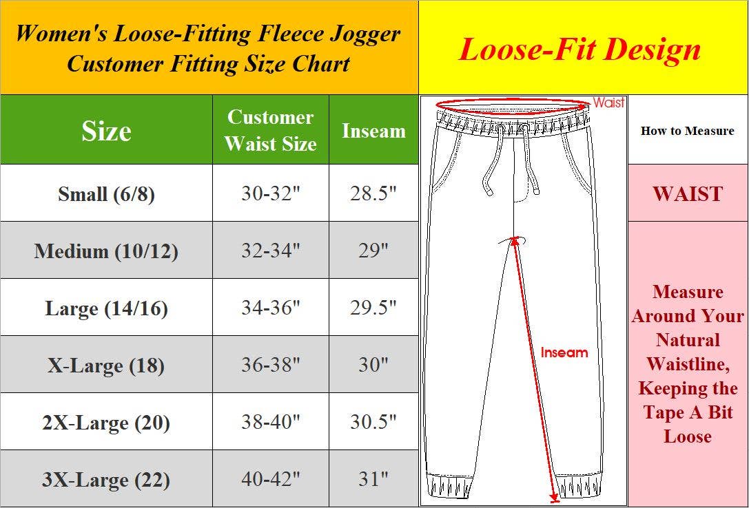 Women's Loose-Fit Fleece Joggers Sweatpants: Black / S