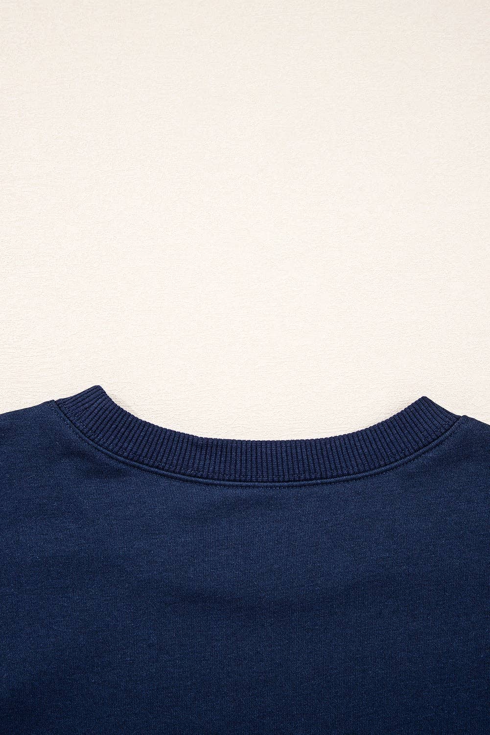 Varsity Striped Detail Drop Shoulder Oversized Sweatshirt: Navy Blue / 65%Polyester+35%Cotton / S