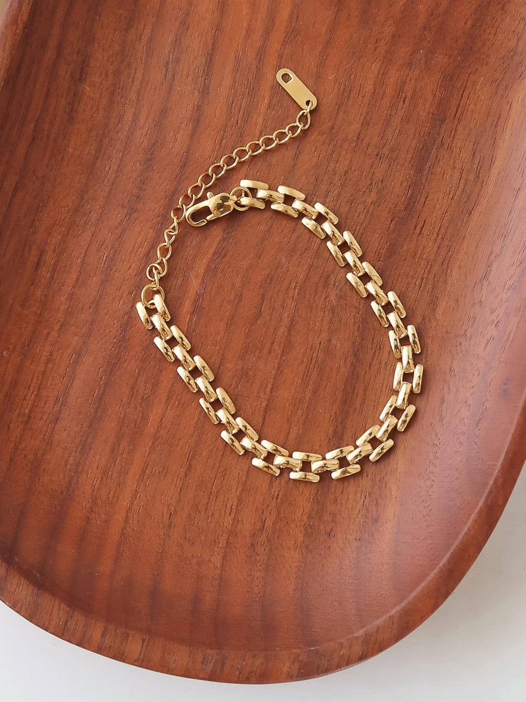 Forte 18K Gold Non-Tarnish Flat Chain Bracelet: Yellow Gold