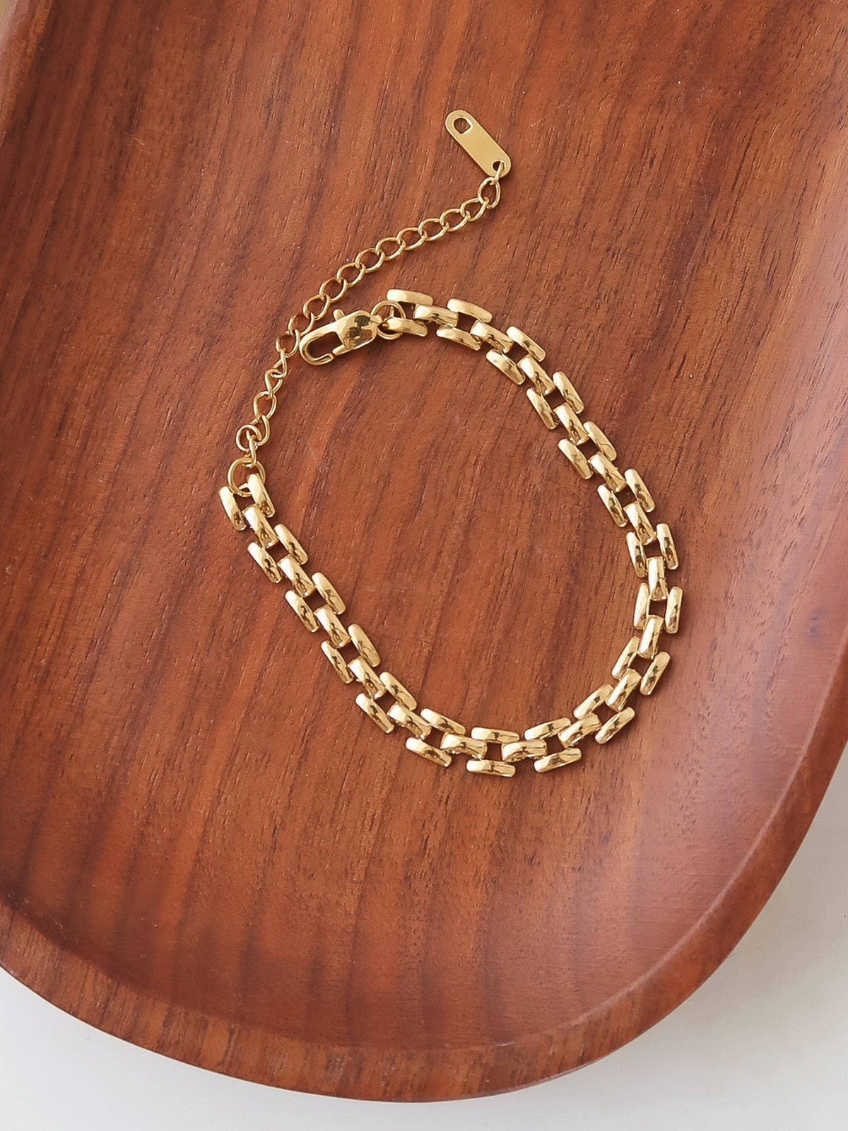 Forte 18K Gold Non-Tarnish Flat Chain Bracelet: Yellow Gold