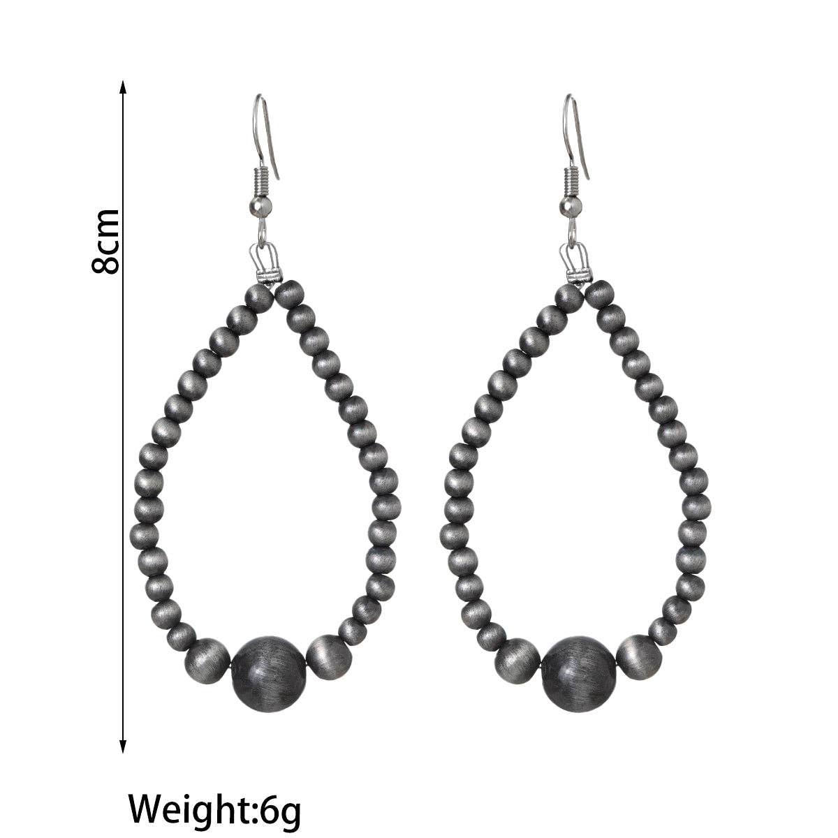 Vintage Boho Style Silver Teardrop Earrings for Women: XY-1464