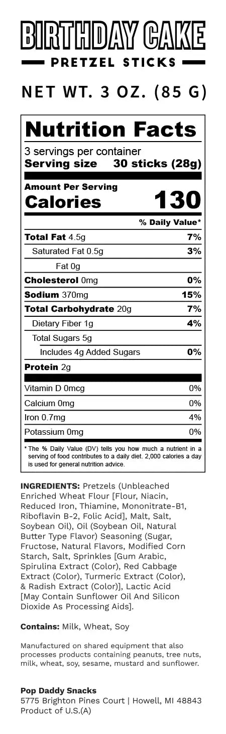 Seasoned Pretzels - 3oz - Birthday Cake (NEW 12CT)
