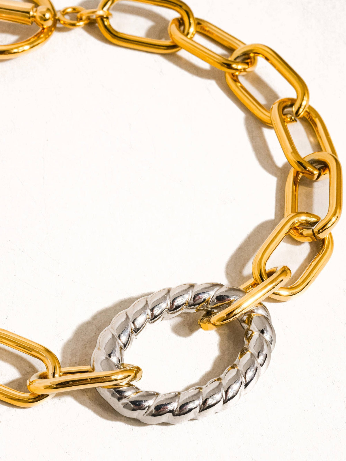 Henriette 18K Gold Non-Tarnish Two Tone Bold Chain Bracelet: Multi-Colored