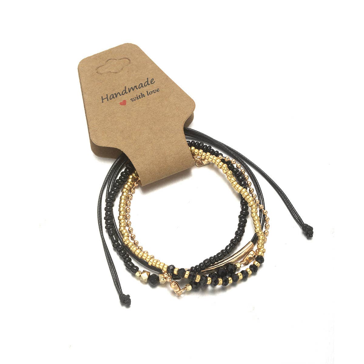 Trendy Geometric Beaded Handmade Leather Bracelets Set: XY-1331