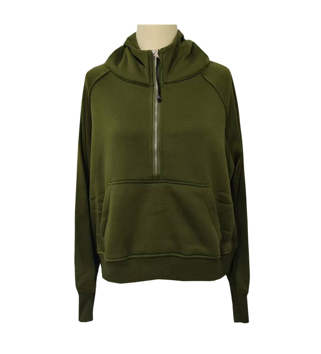 Athleisure half zip fleece hoodie funnel neck jacket: Black / L