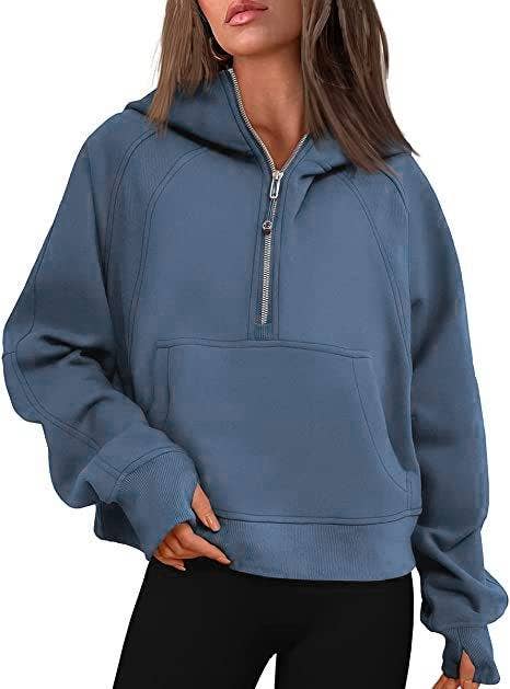 Athleisure half zip fleece hoodie funnel neck jacket: Ash / M