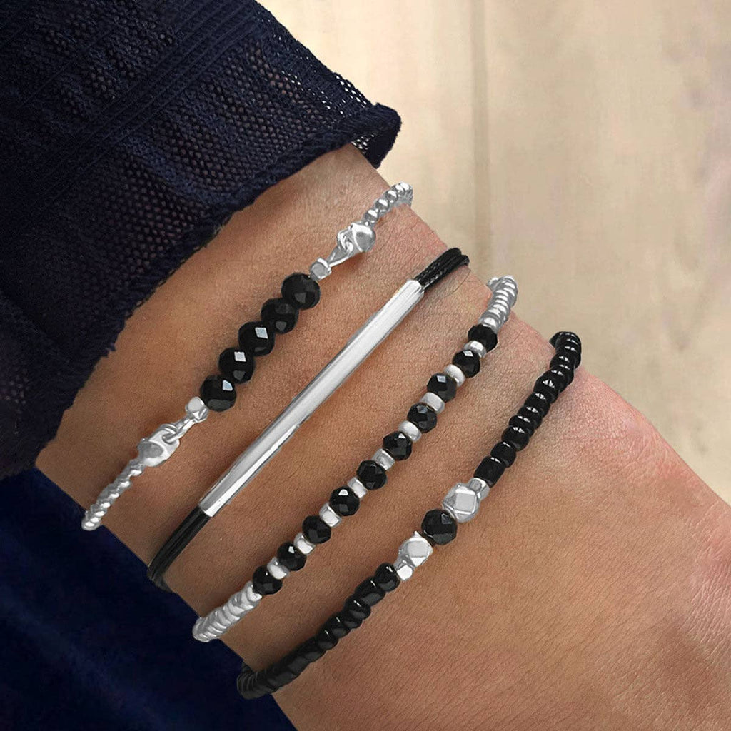 Trendy Geometric Beaded Handmade Leather Bracelets Set: XY-1331