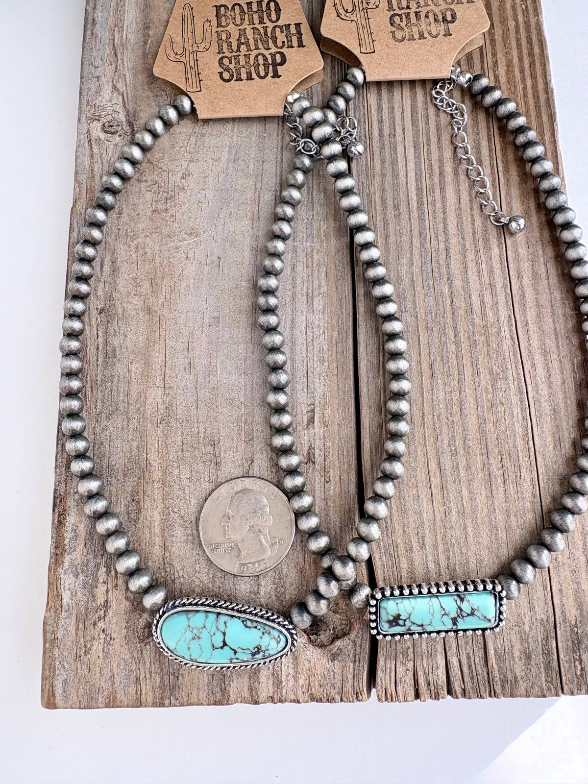Western Turquoise Stone Pendant Navajo Pearl Choker Necklace: OVAL