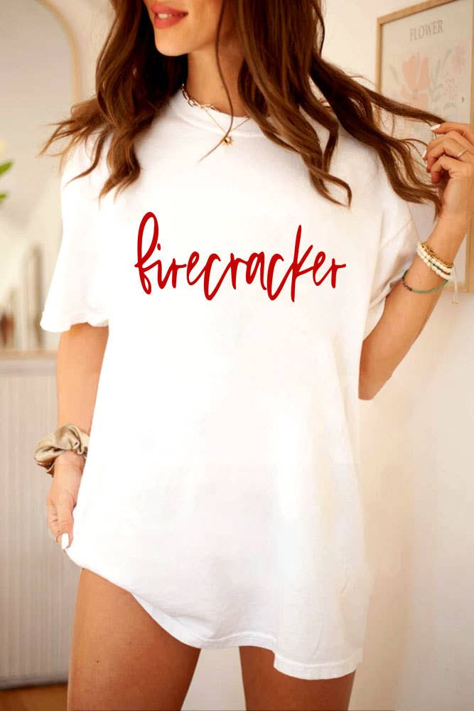 Firecracker, 4th of July, Unisex Round Neck T-Shirt: Red / S
