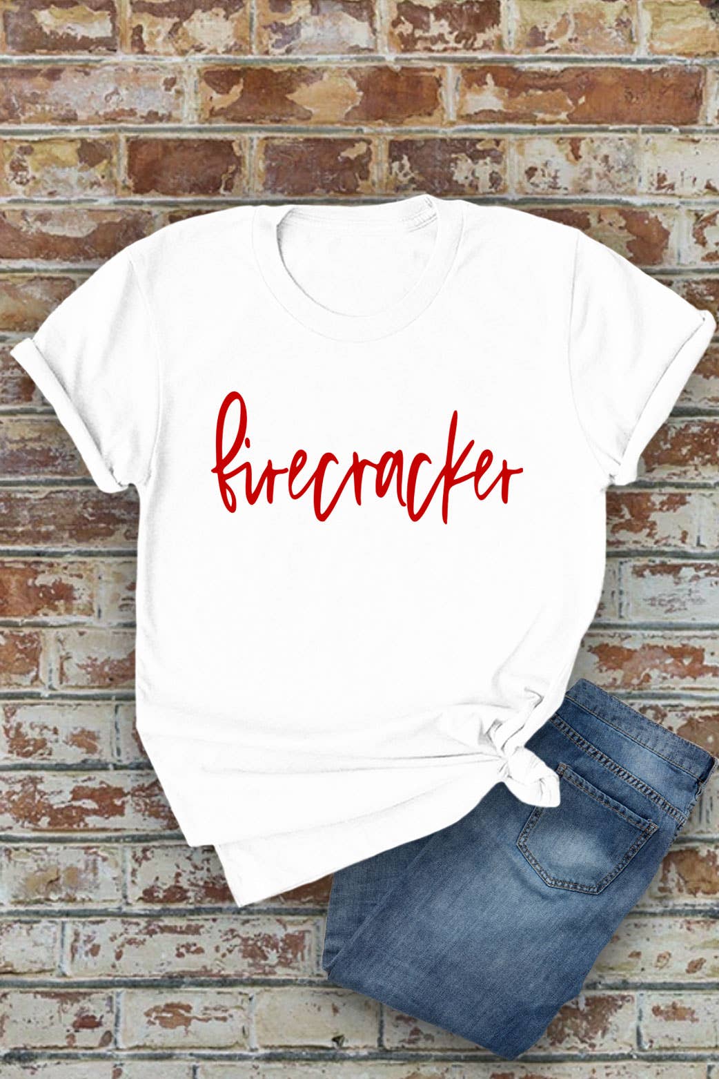 Firecracker, 4th of July, Unisex Round Neck T-Shirt: Red / S