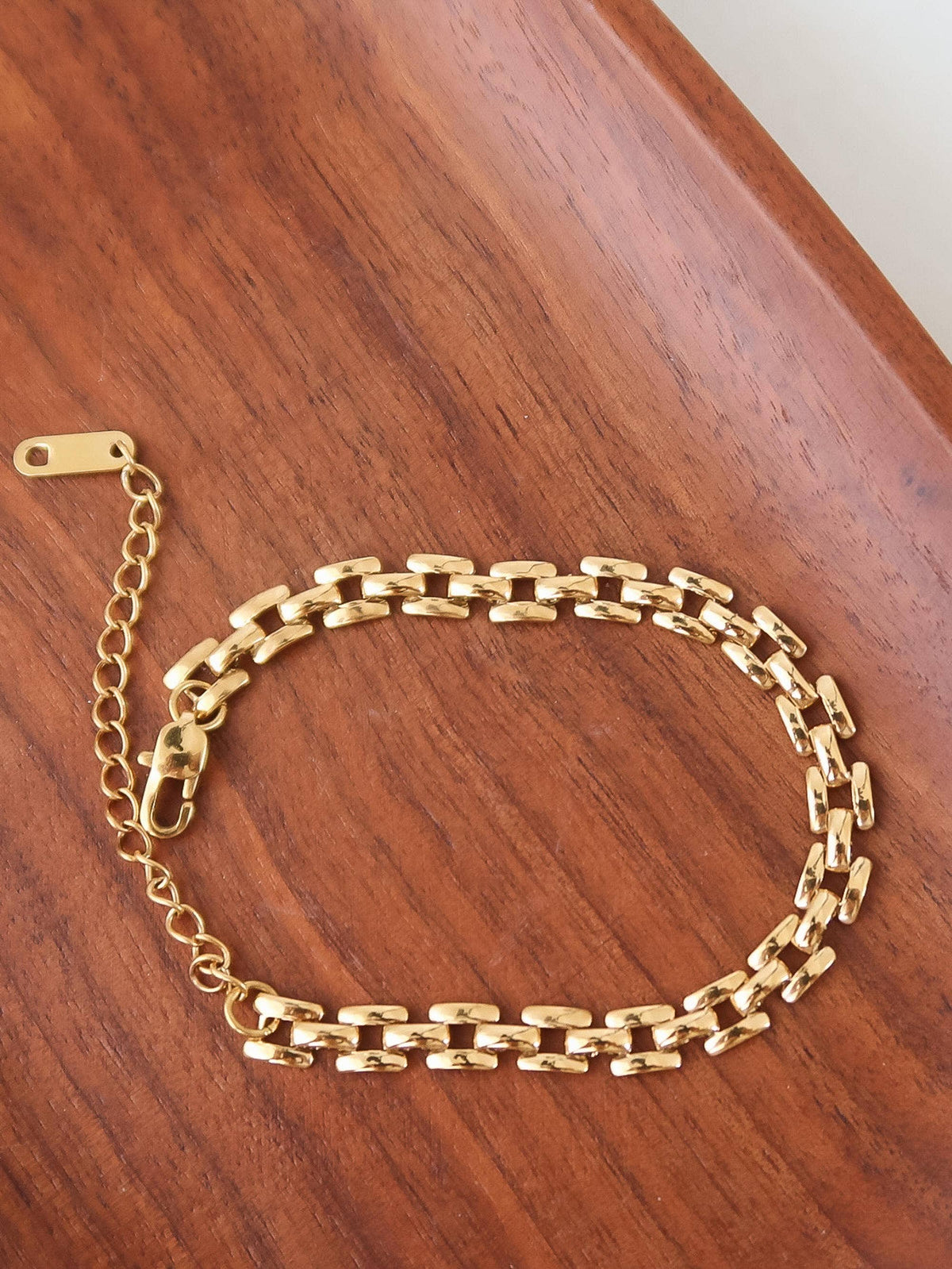 Forte 18K Gold Non-Tarnish Flat Chain Bracelet: Yellow Gold