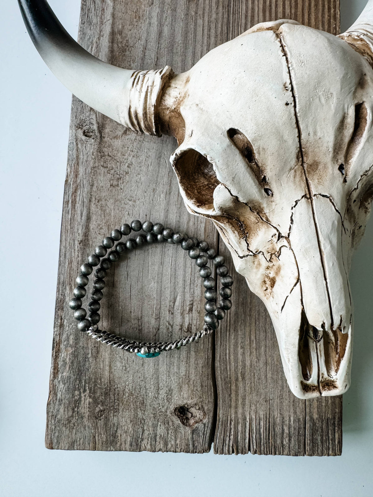 Western Bracelet Navajo Style Turquoise Accent - Rhinestones: STEER