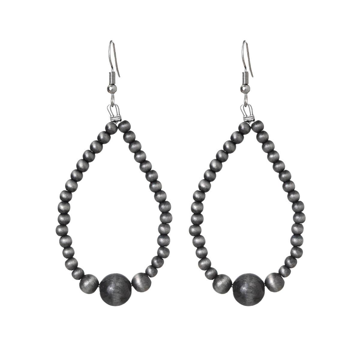 Vintage Boho Style Silver Teardrop Earrings for Women: XY-1464