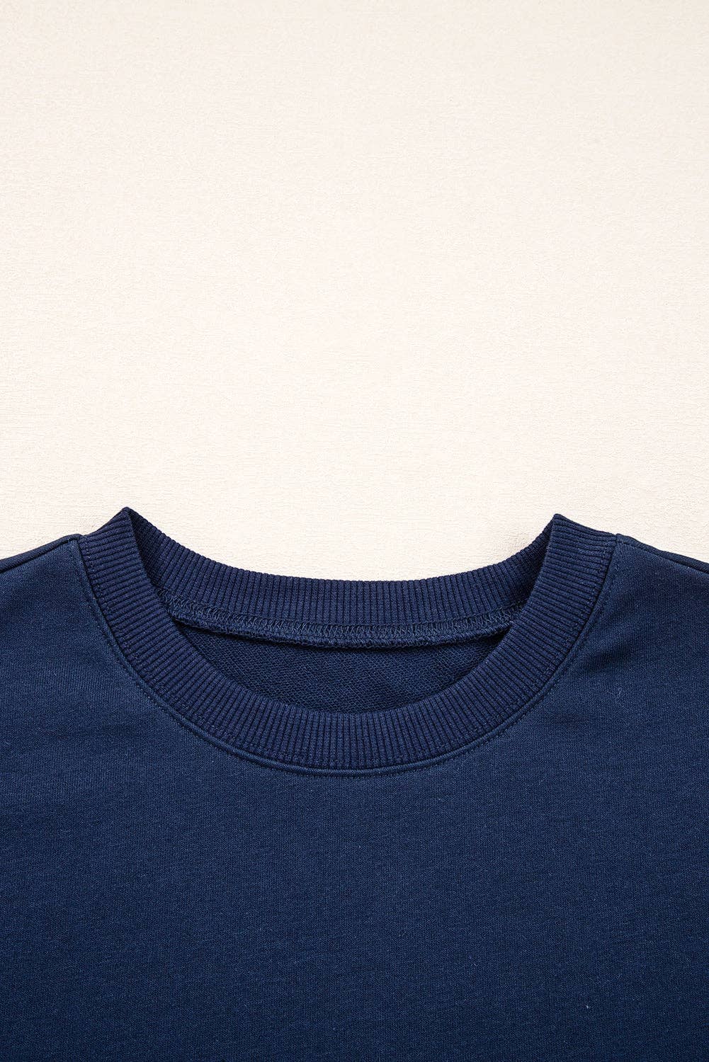 Varsity Striped Detail Drop Shoulder Oversized Sweatshirt: Navy Blue / 65%Polyester+35%Cotton / S