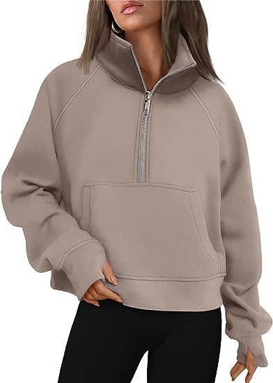 Athleisure half zip fleece hoodie funnel neck jacket: Black / M