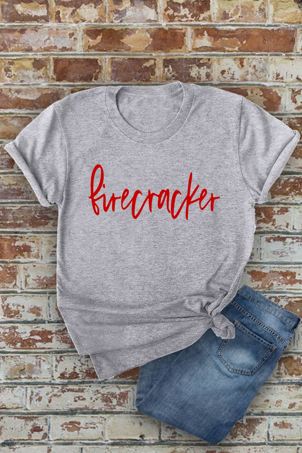 Firecracker, 4th of July, Unisex Round Neck T-Shirt: Red / S