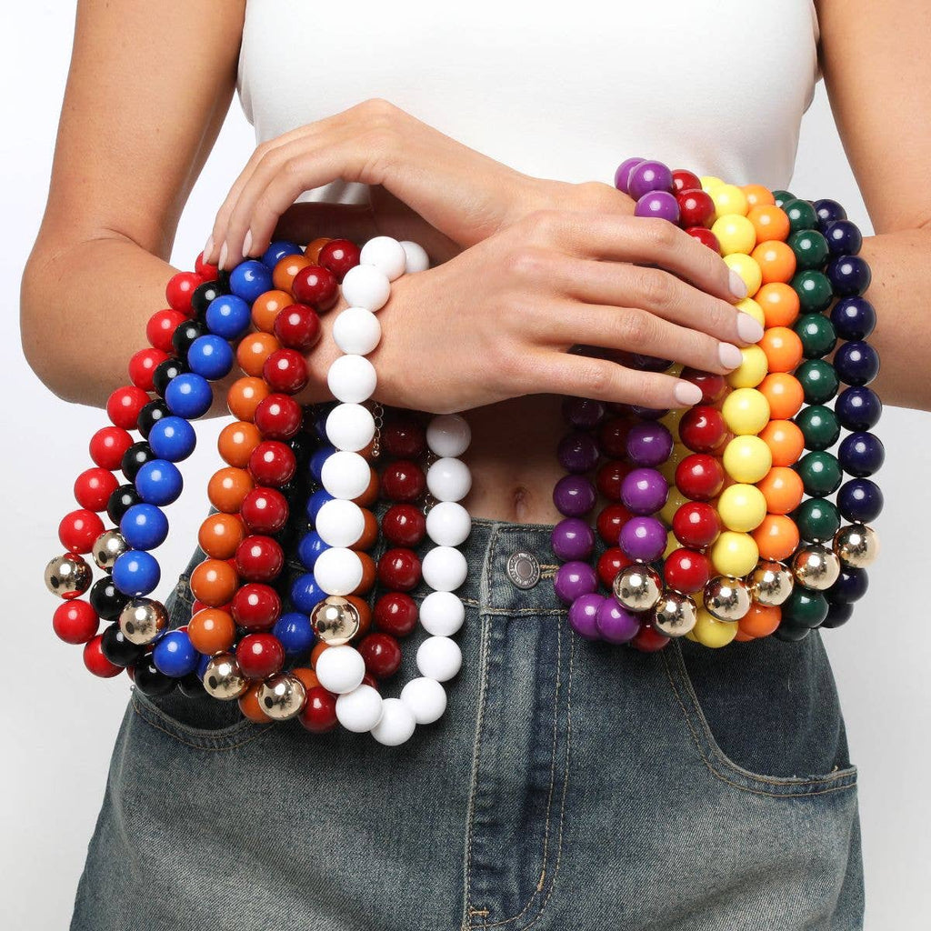 Marjorie Game Day Beaded Necklace: Crimson