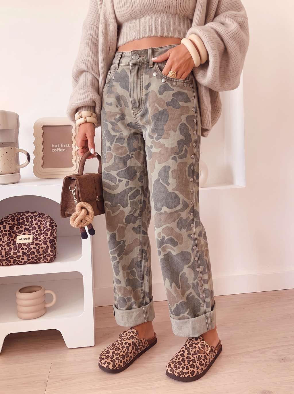 LDC Camo Abstract Studded Casual Jeans: Multicolour / 8