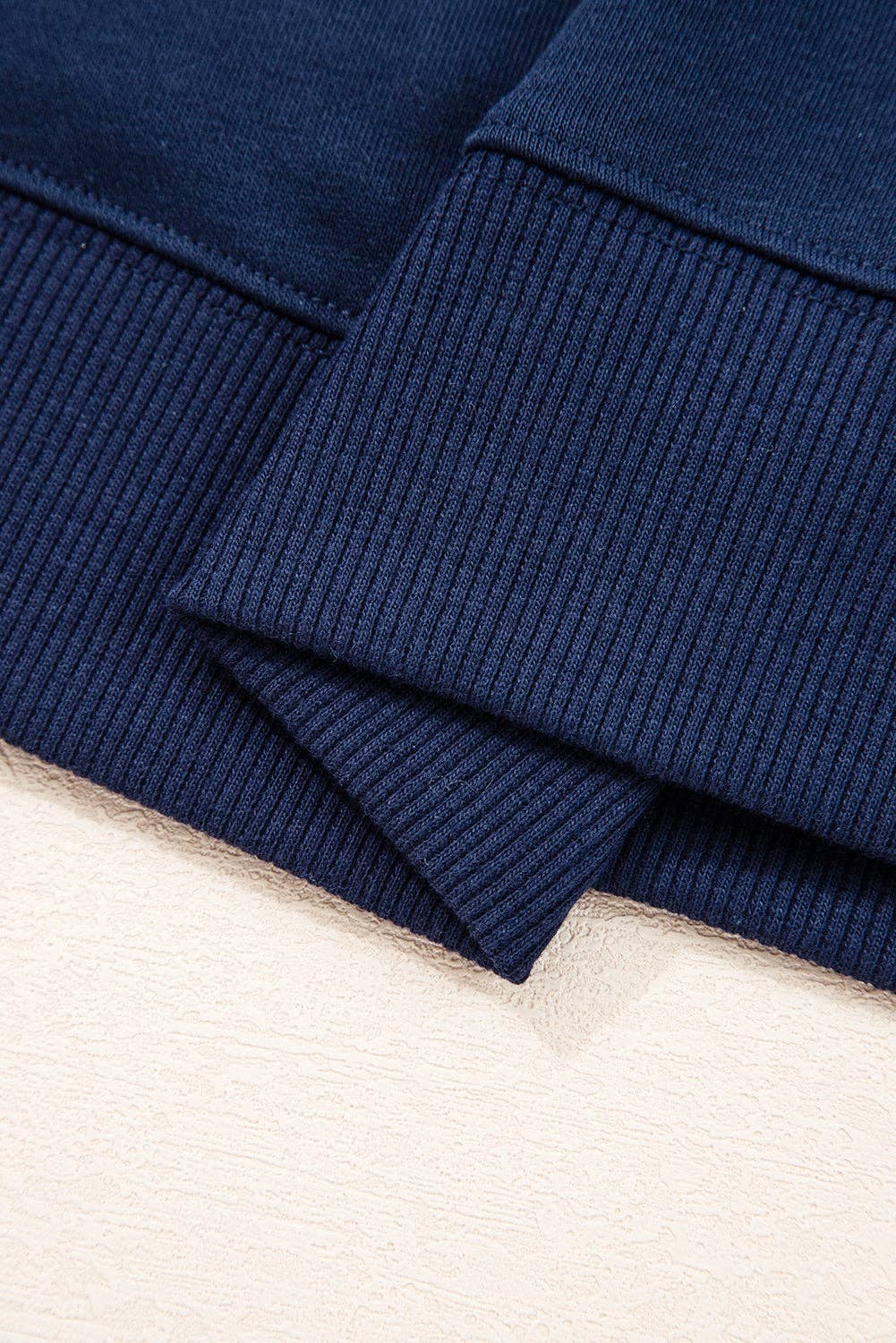 Varsity Striped Detail Drop Shoulder Oversized Sweatshirt: Navy Blue / 65%Polyester+35%Cotton / S