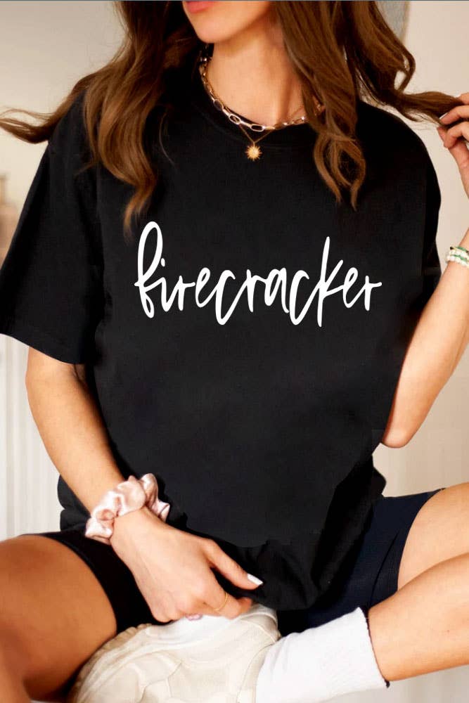 Firecracker, 4th of July, Unisex Round Neck T-Shirt: Red / M