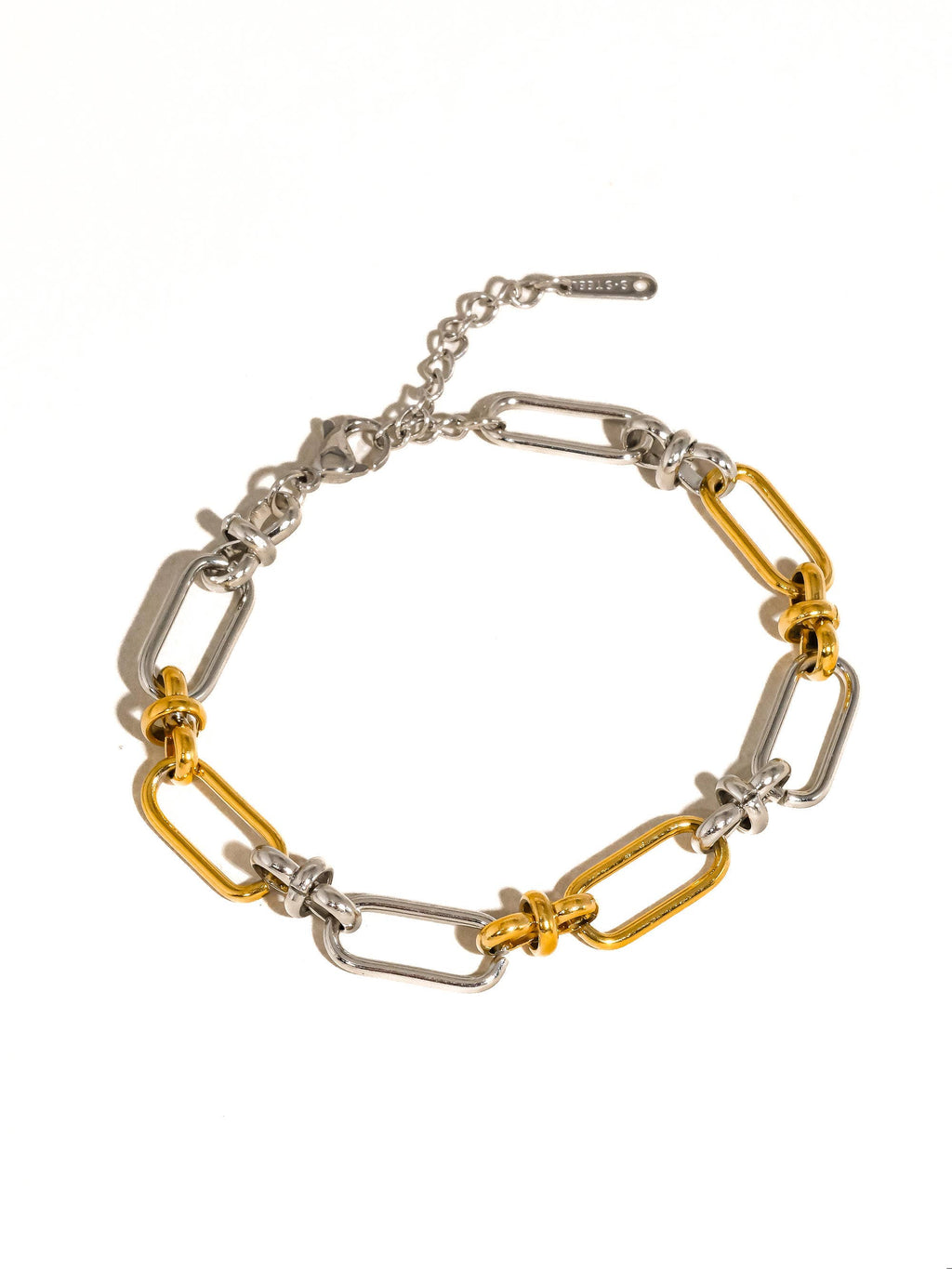Matin 18K Gold Non-Tarnish Two Tone Chain Bracelet: Multi-Colored
