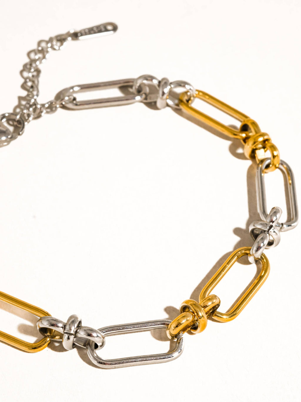 Matin 18K Gold Non-Tarnish Two Tone Chain Bracelet: Multi-Colored