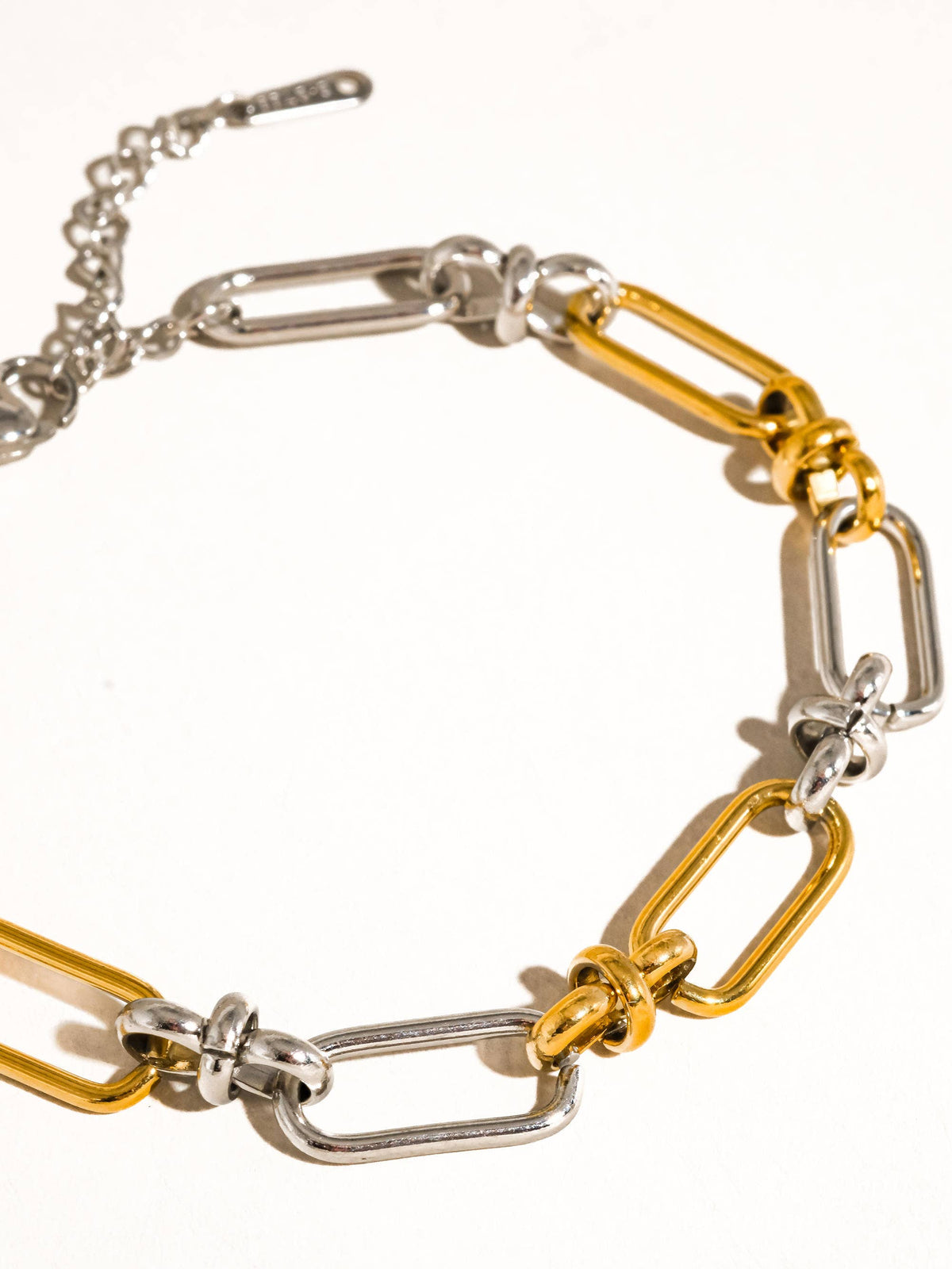 Matin 18K Gold Non-Tarnish Two Tone Chain Bracelet: Multi-Colored