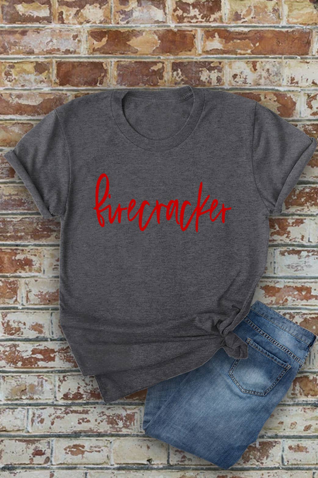 Firecracker, 4th of July, Unisex Round Neck T-Shirt: Red / S