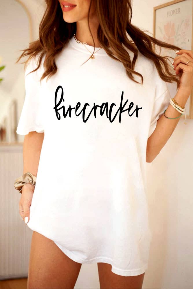 Firecracker, 4th of July, Unisex Round Neck T-Shirt: Red / L