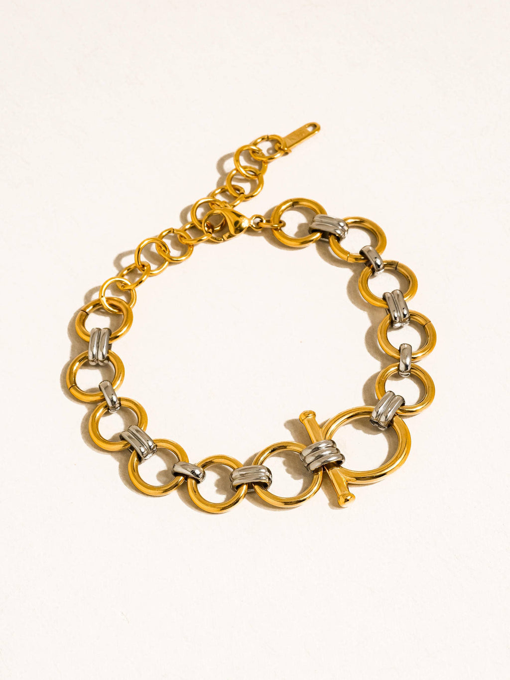 Céliane 18K Gold Non-Tarnish Two-Tone Link Bracelet: Multi-Colored