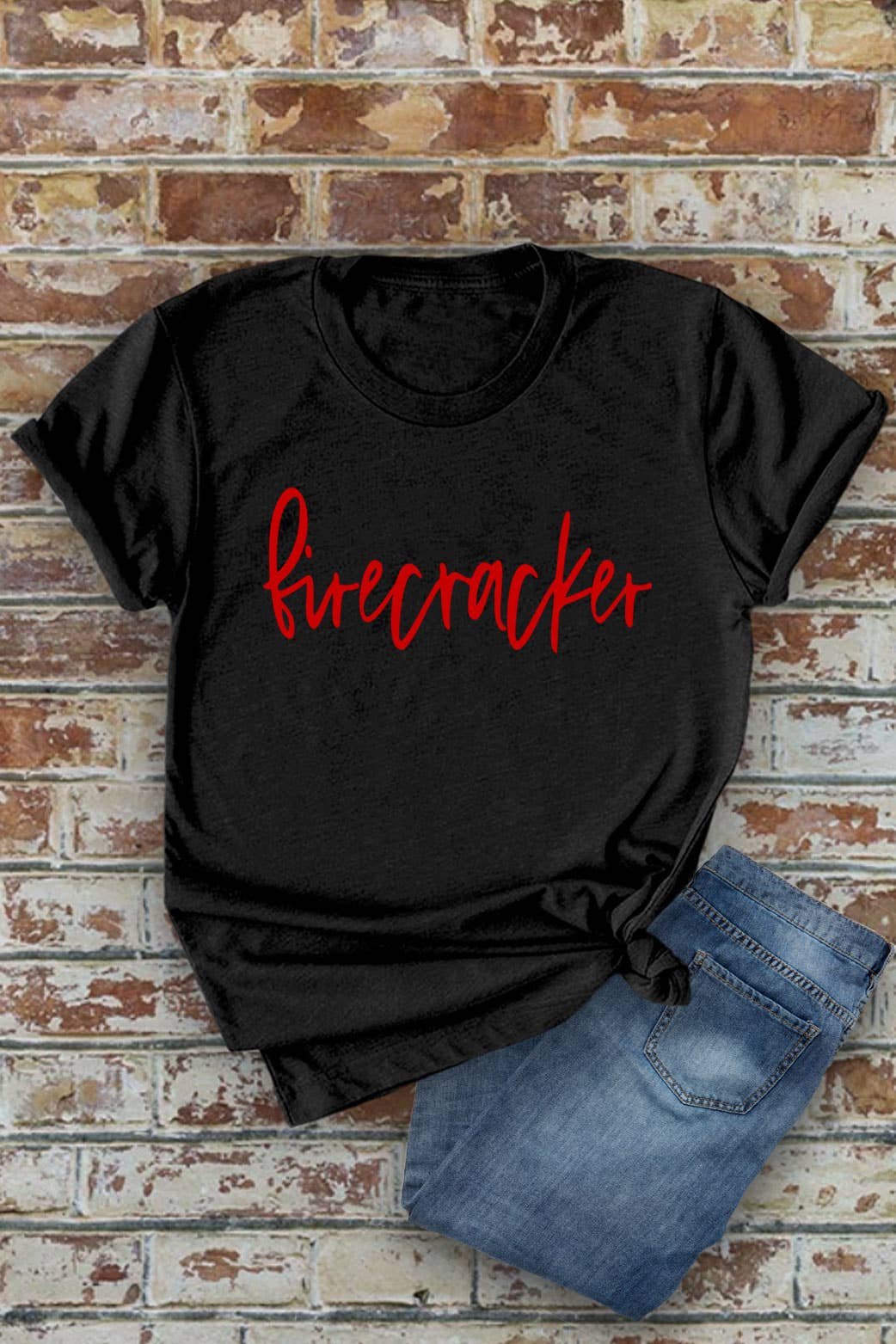 Firecracker, 4th of July, Unisex Round Neck T-Shirt: Red / L