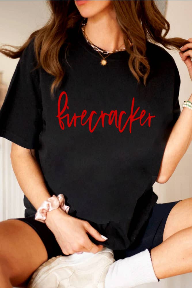 Firecracker, 4th of July, Unisex Round Neck T-Shirt: Red / L