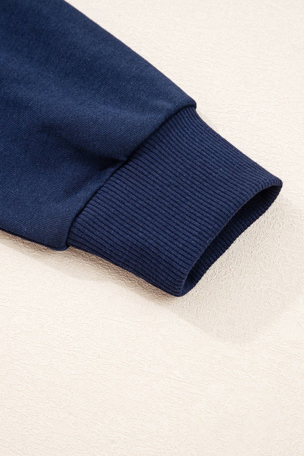 Varsity Striped Detail Drop Shoulder Oversized Sweatshirt: Navy Blue / 65%Polyester+35%Cotton / S