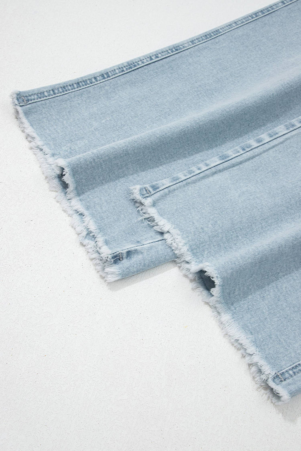 Solid Frayed Regular Cropped Light Wash Denim Jeans 4-4X: Beau Blue / 8