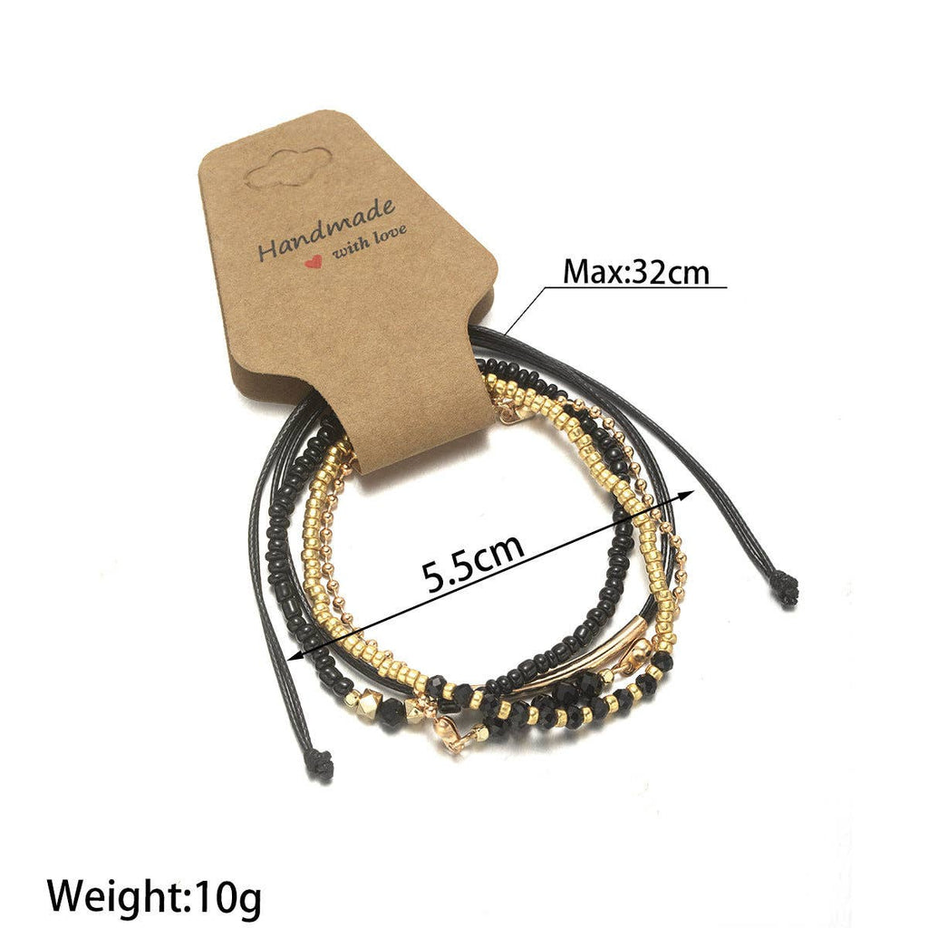 Trendy Geometric Beaded Handmade Leather Bracelets Set: XY-1331
