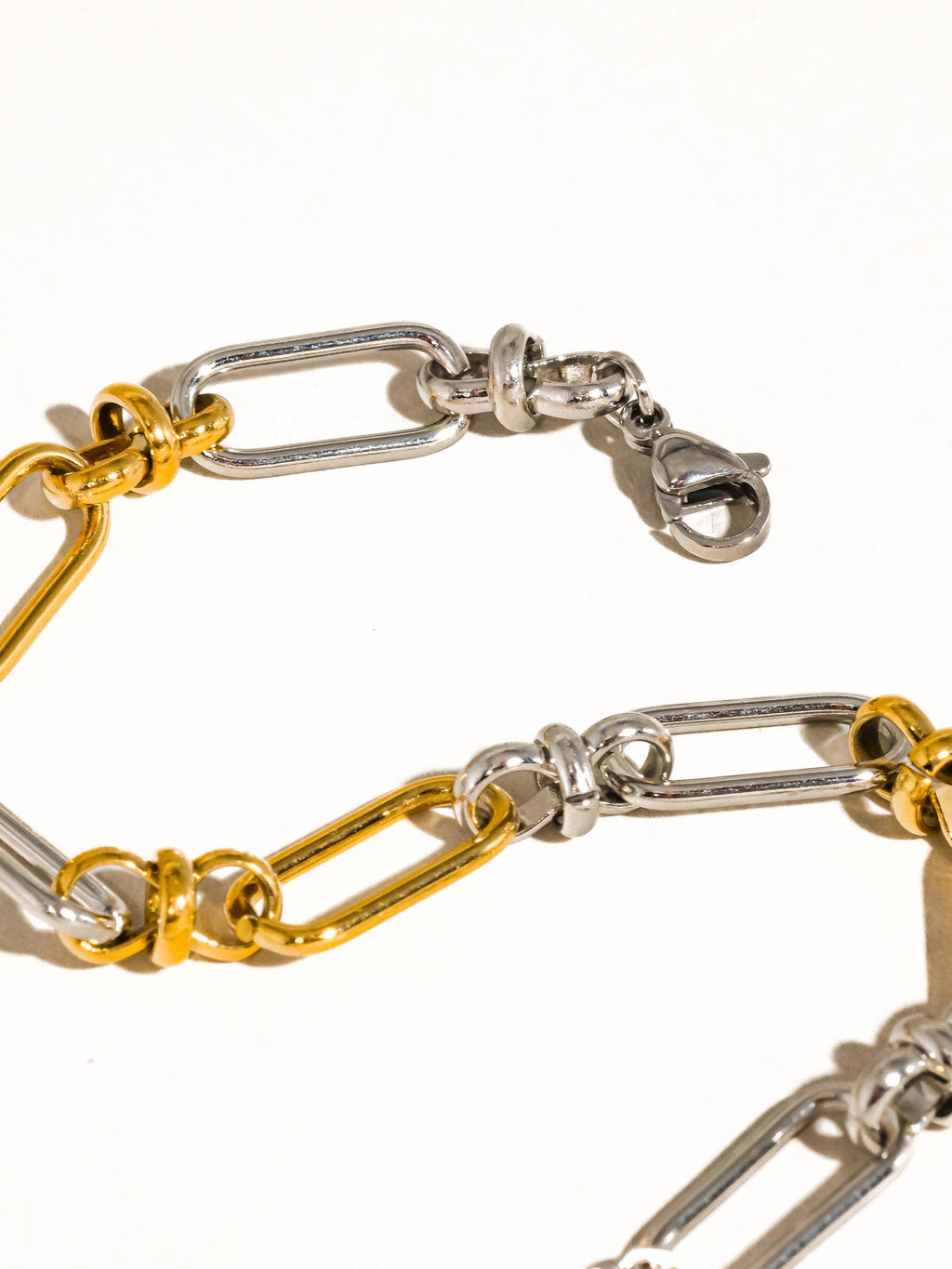 Matin 18K Gold Non-Tarnish Two Tone Chain Bracelet: Multi-Colored