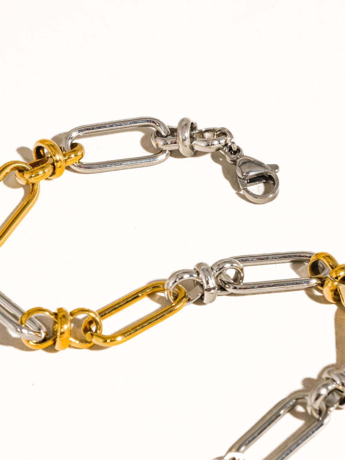 Matin 18K Gold Non-Tarnish Two Tone Chain Bracelet: Multi-Colored