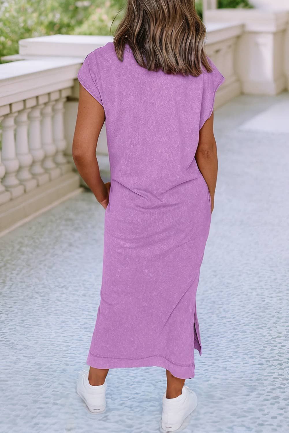 LDC Mineral Wash Pocketed T-shirt Long Dress: Carrot / XL