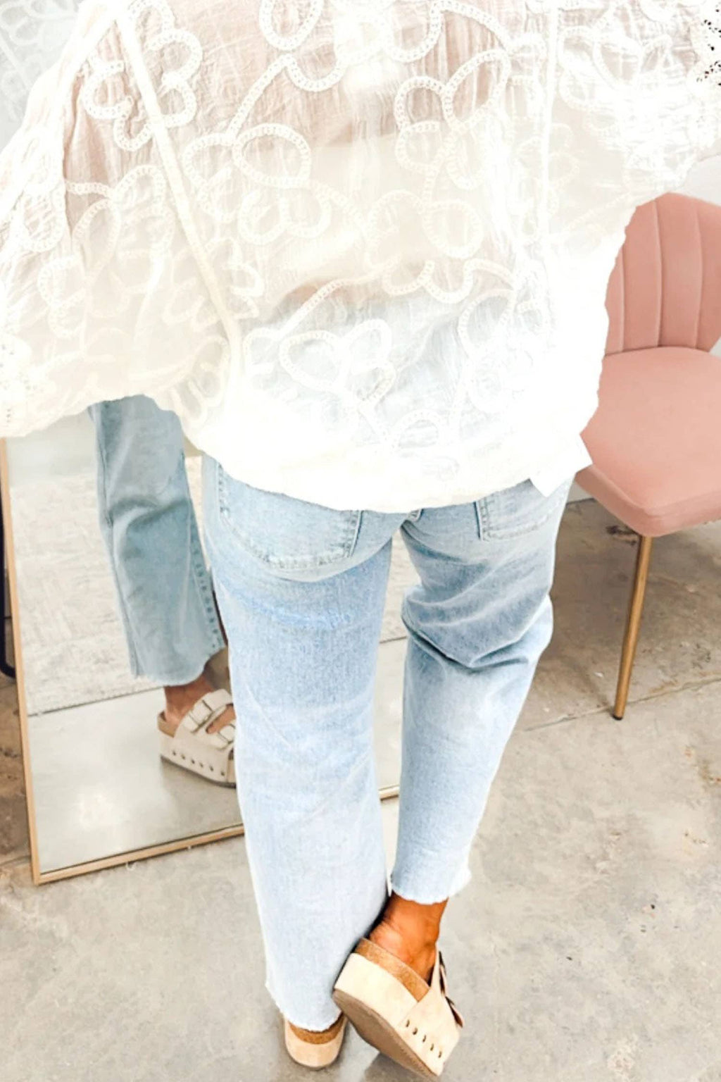 Solid Frayed Regular Cropped Light Wash Denim Jeans 4-4X: Beau Blue / 8
