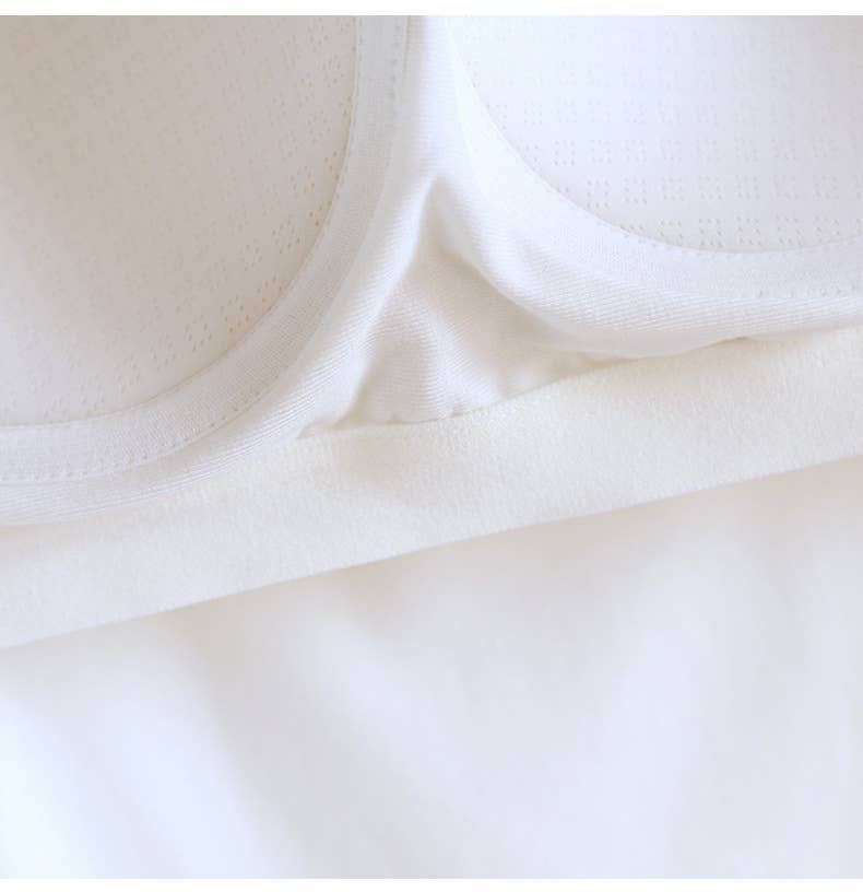 Queen-anne neck cotton blend built-in bra tank top: White / XL